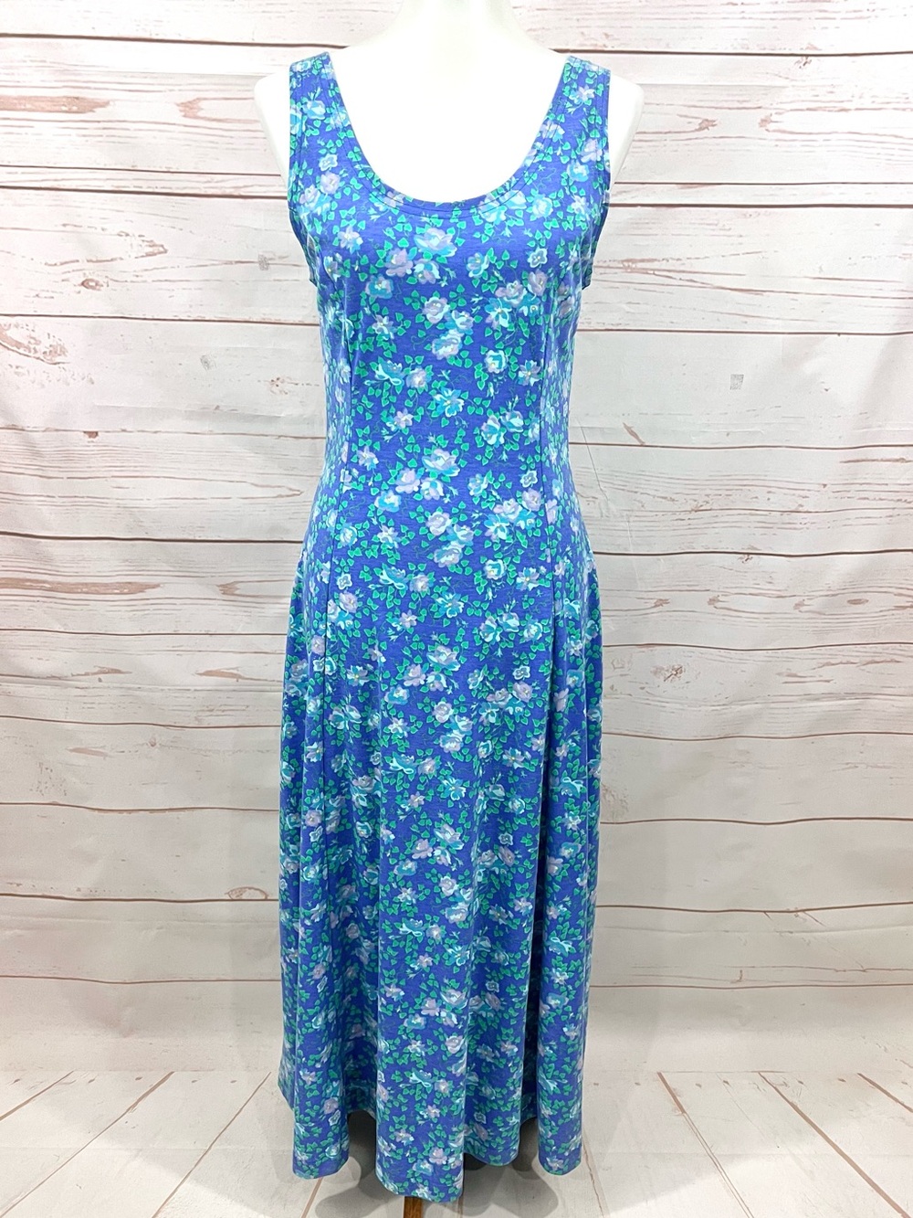 Vintage Y2K Tikal Trading Company Periwinkle Floral Cotton Sleeveless Maxi Dres